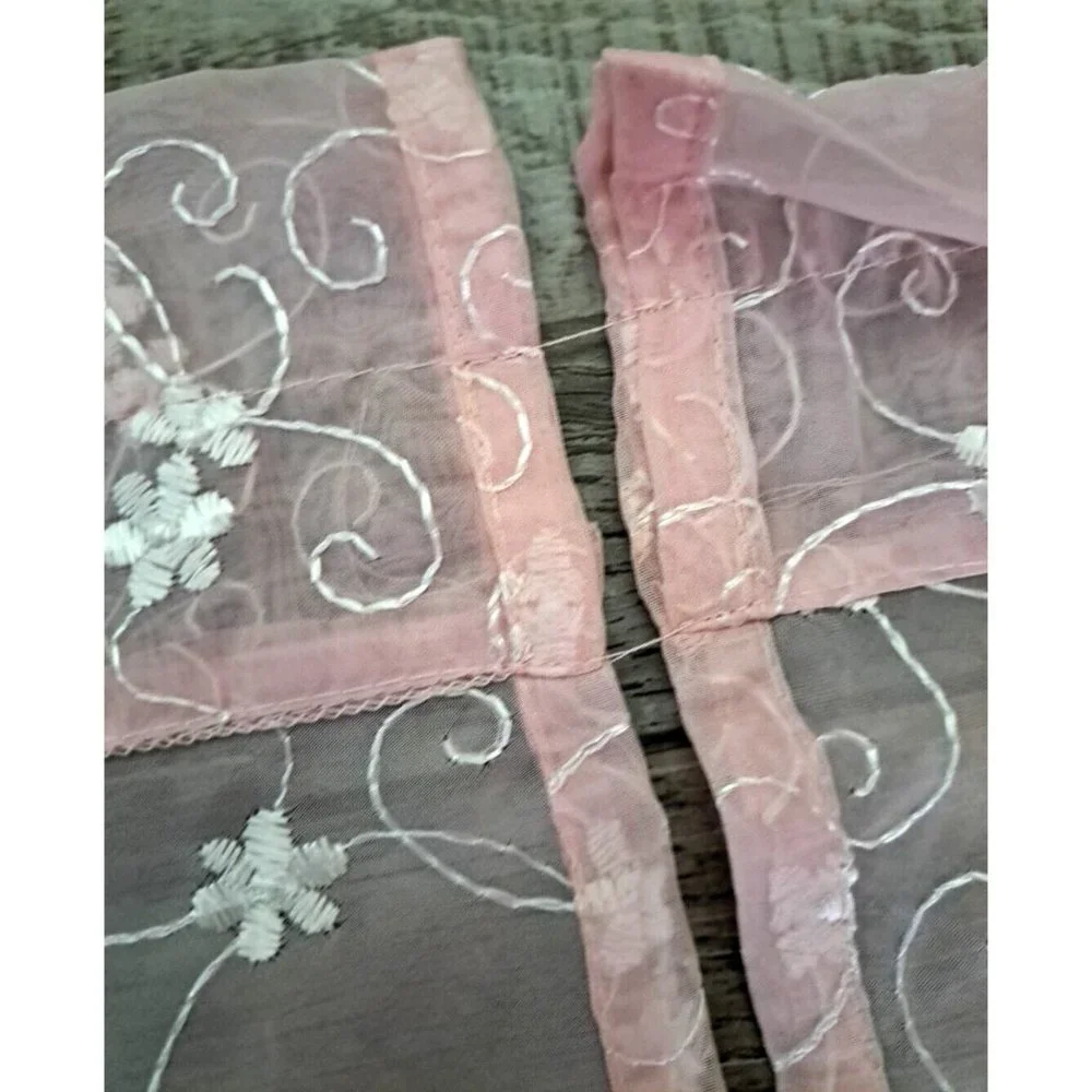 Curtain Panels Set Of 2 Pink Floral Sheet Triangle Cottage Girls Bedroom 59x38